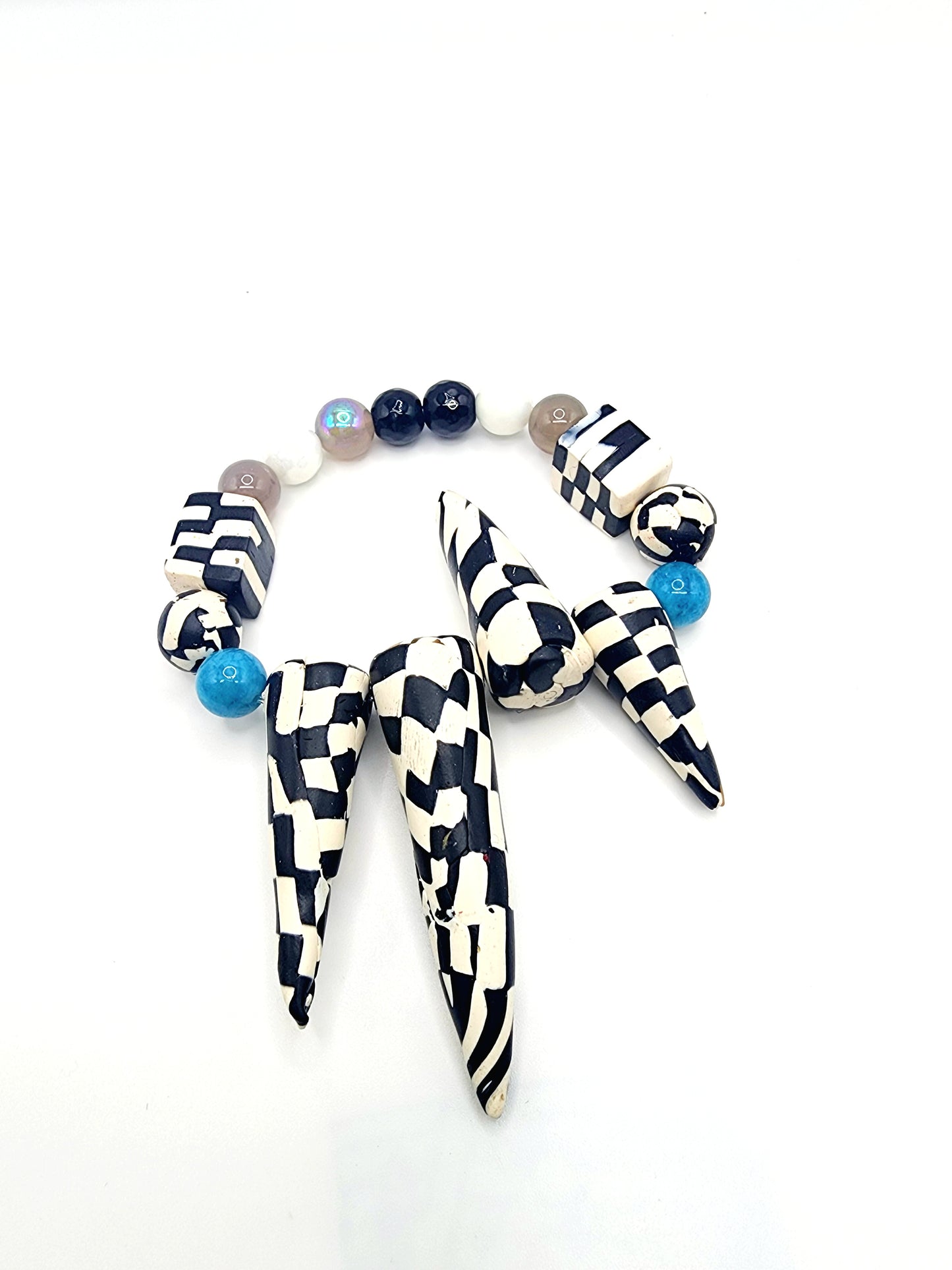 Checkered Past | Gemstone-Infused Polymer Clay Bracelets