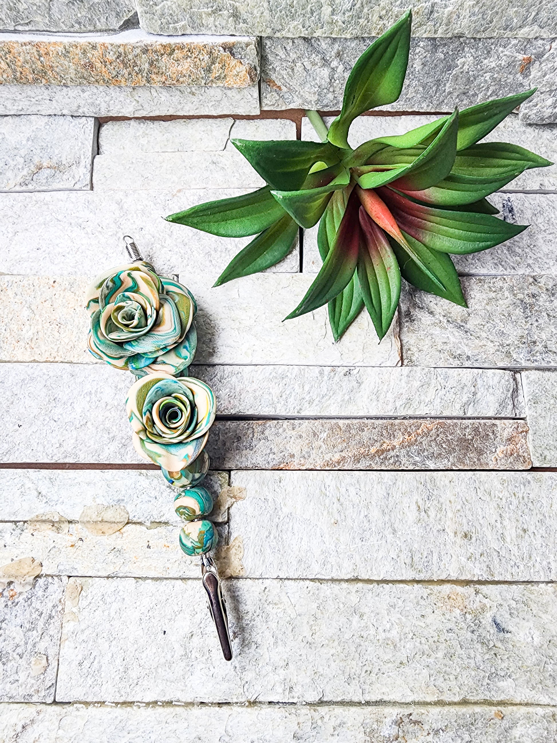 sculpted flower clay bead accessories