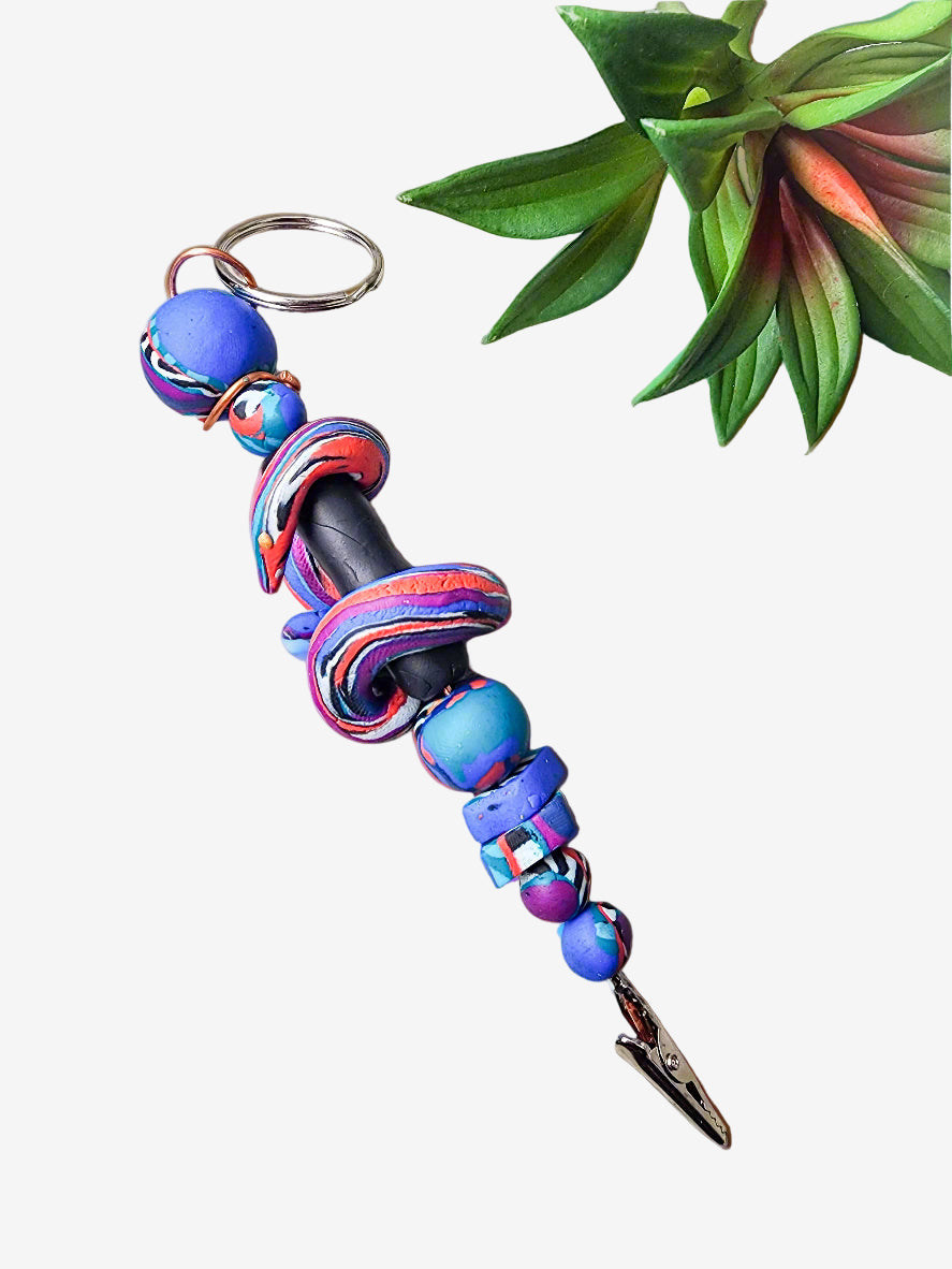 handmade snake design polymer clay clip