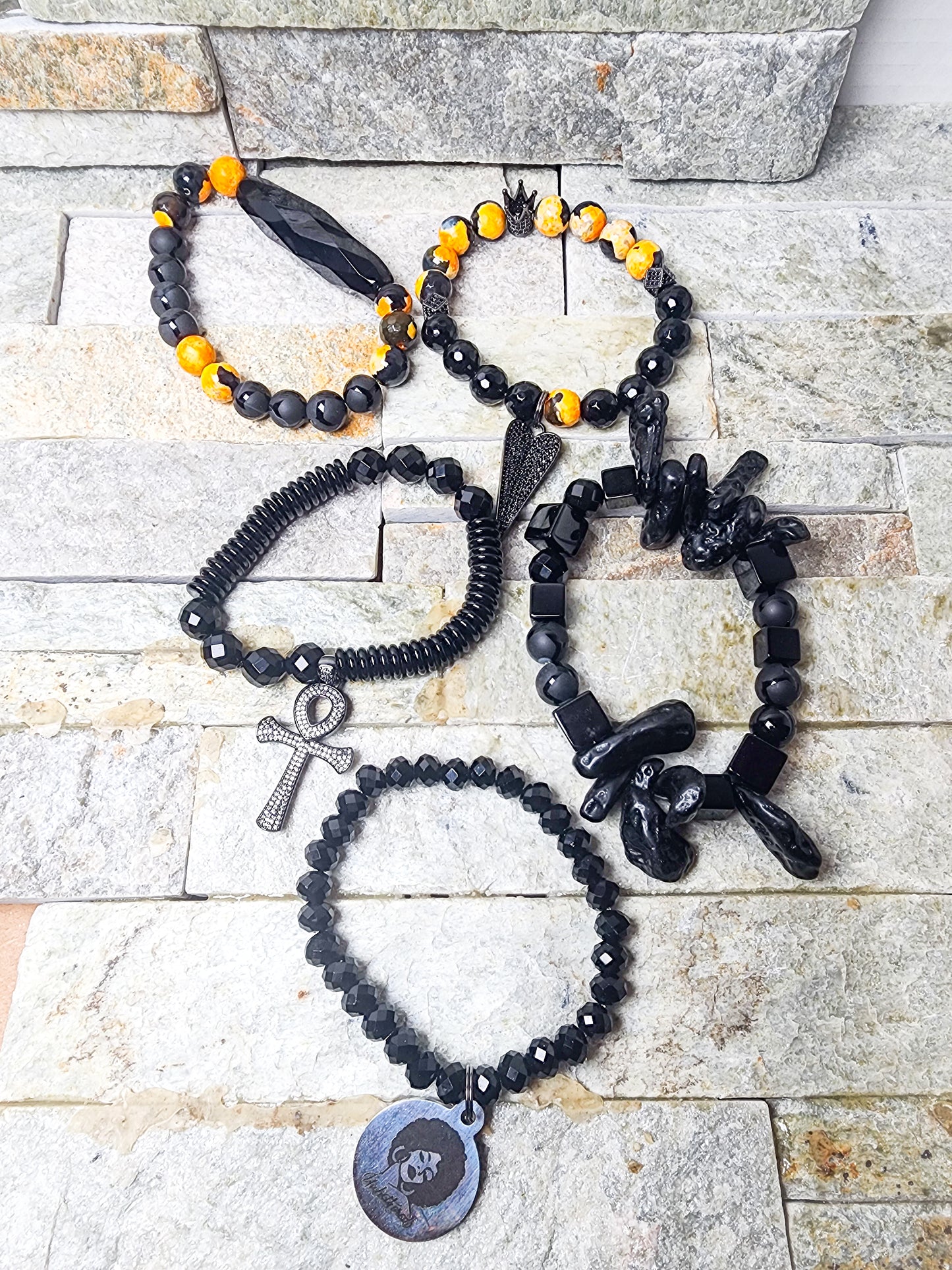 Pulsate Earth's Symphony: Crystal Harmony Bracelet Stack