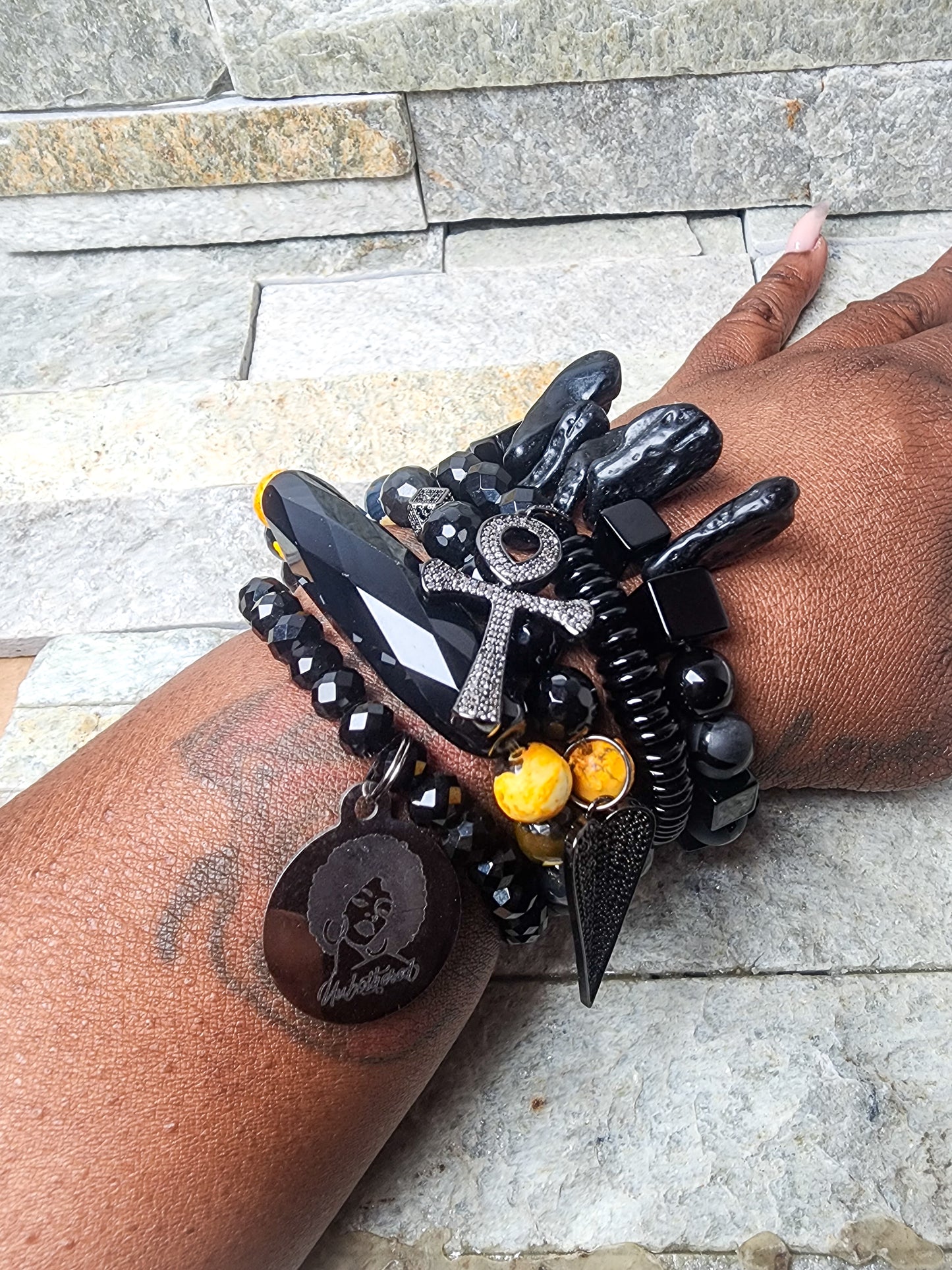 Pulsate Earth's Symphony: Crystal Harmony Bracelet Stack