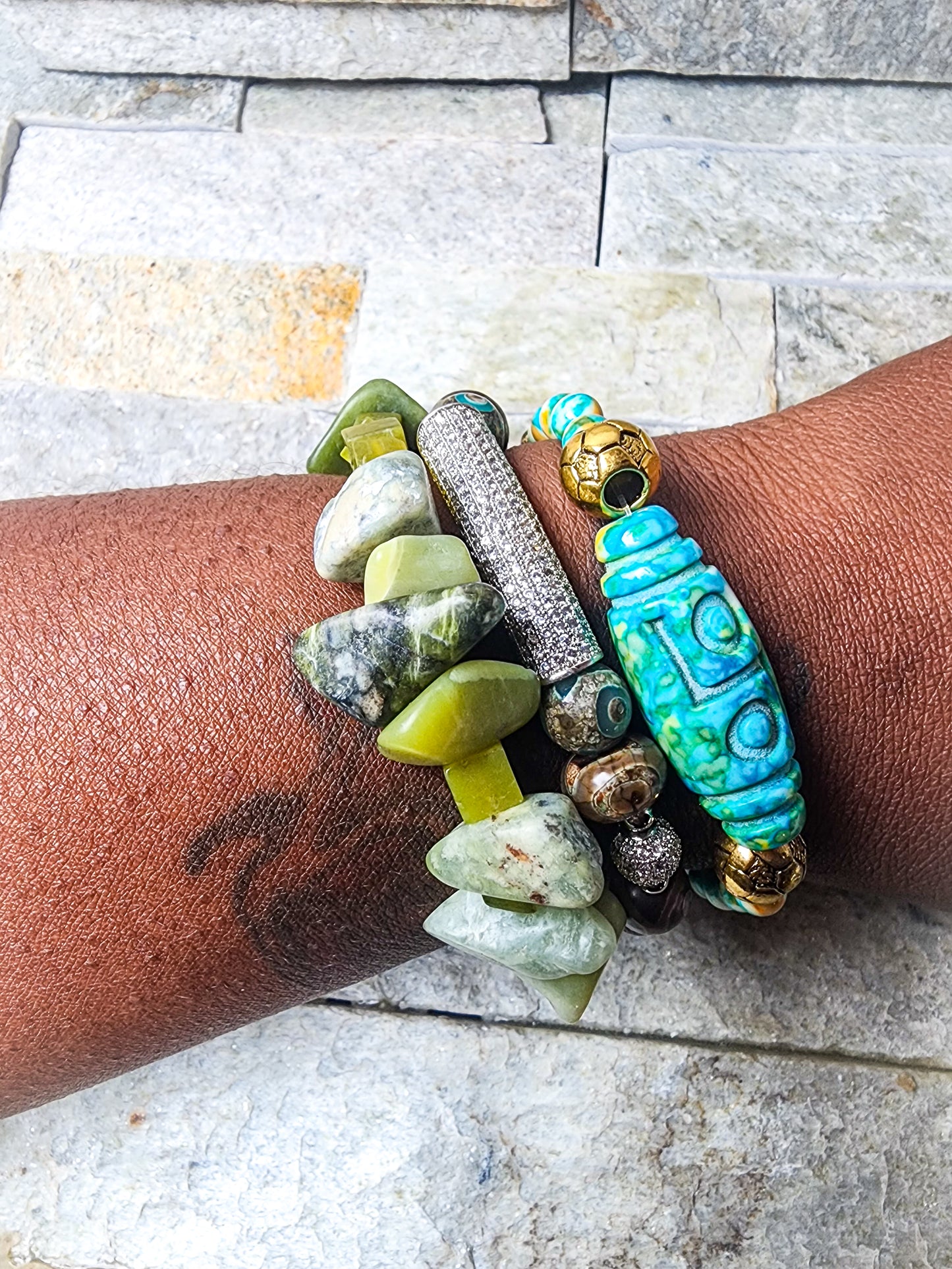 Crystal Harmony: Earth's Treasures in Jade Olive Chips