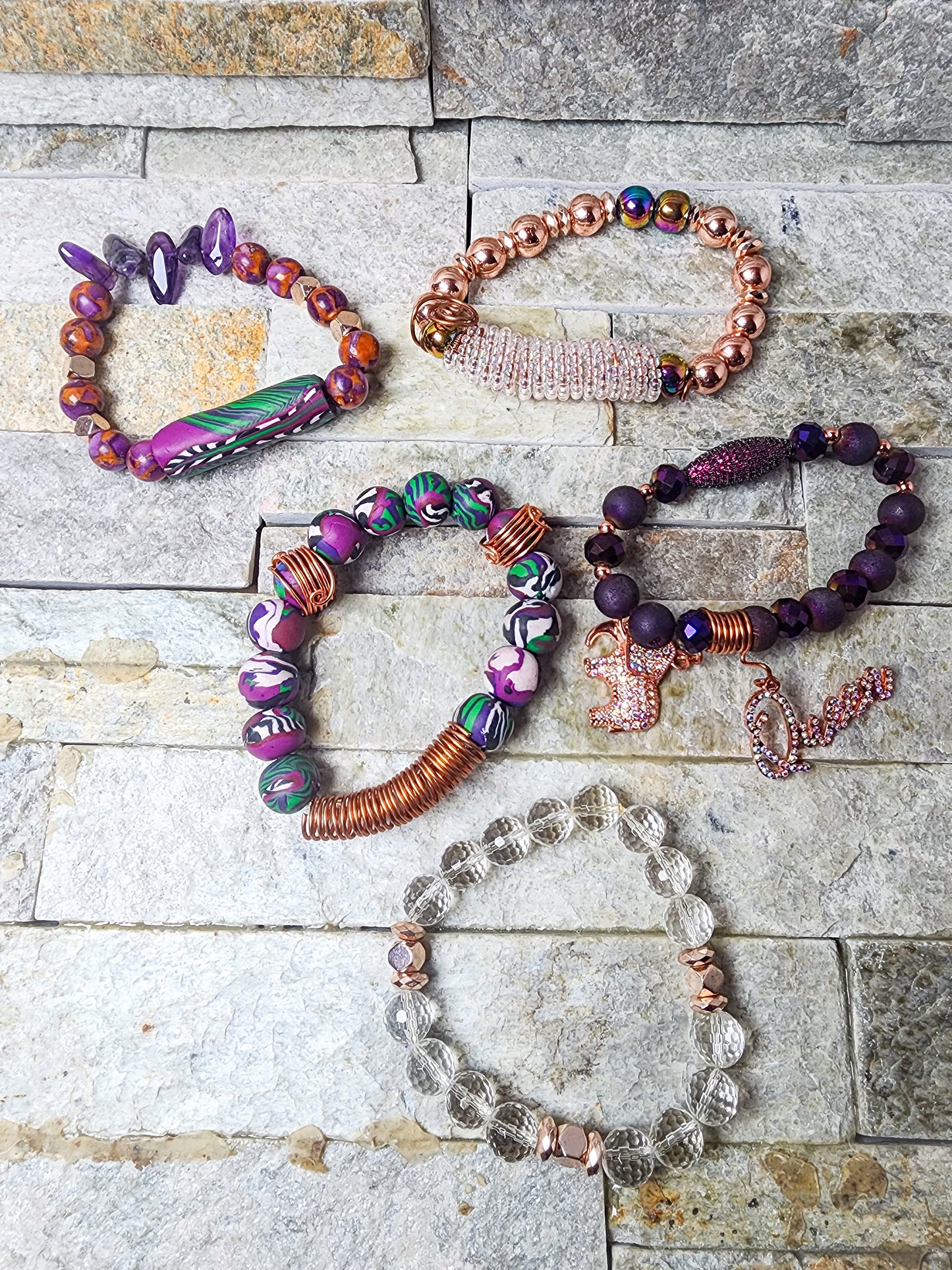 Eros | Handcrafted Polymer & Crystal Bracelet Stacks