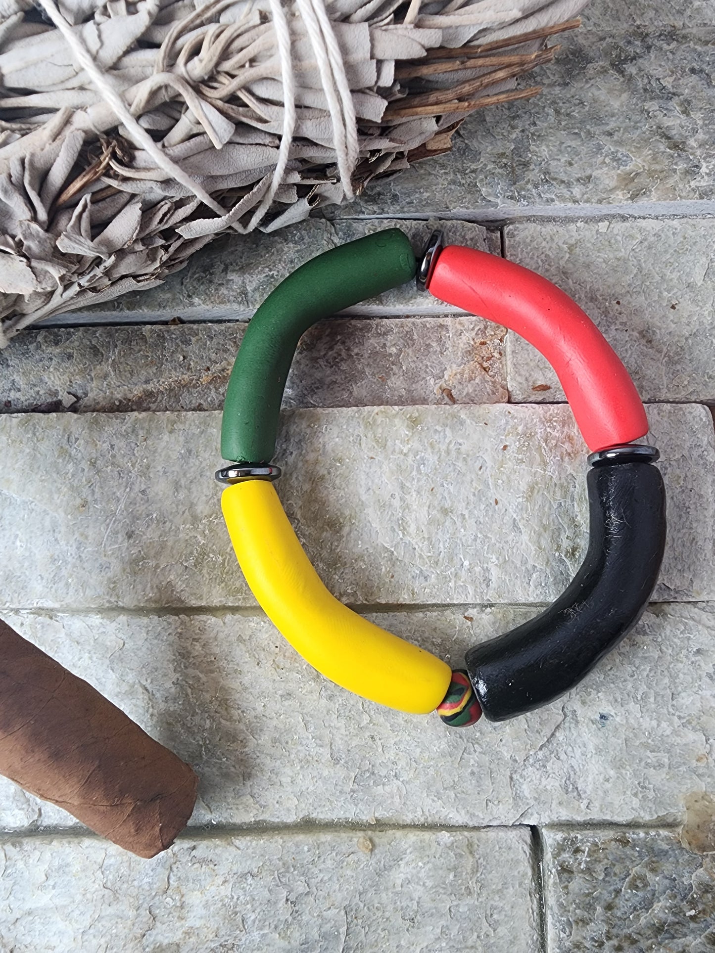 Chike | Polymer Clay & Hematite Men's Bracelet