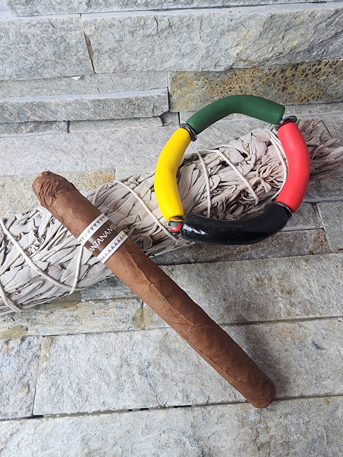 Chike | Polymer Clay & Hematite Men's Bracelet