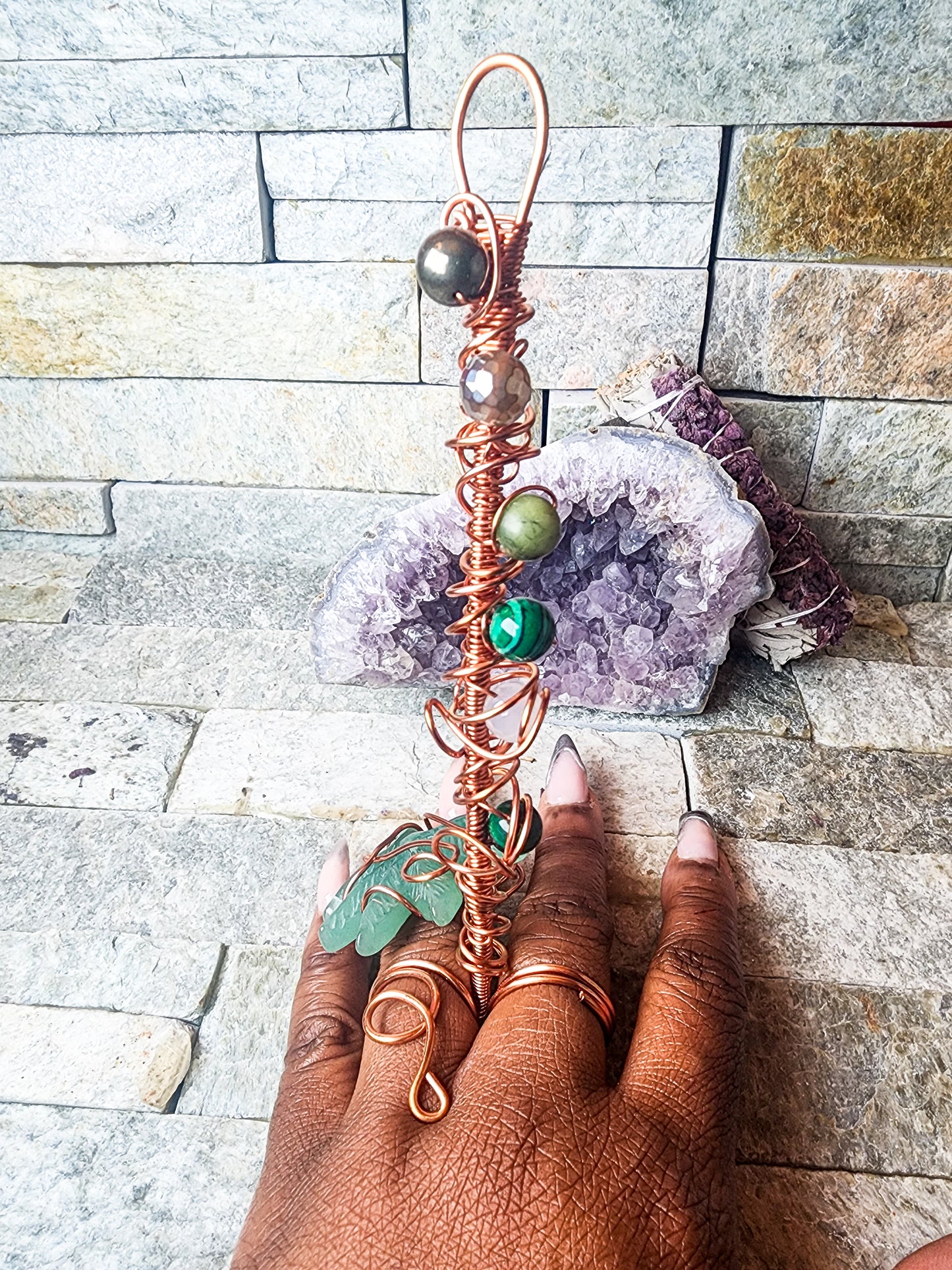 Coiled Crystal Luxe: Bespoke Rings Infused with Pyrite, Malachite & More
