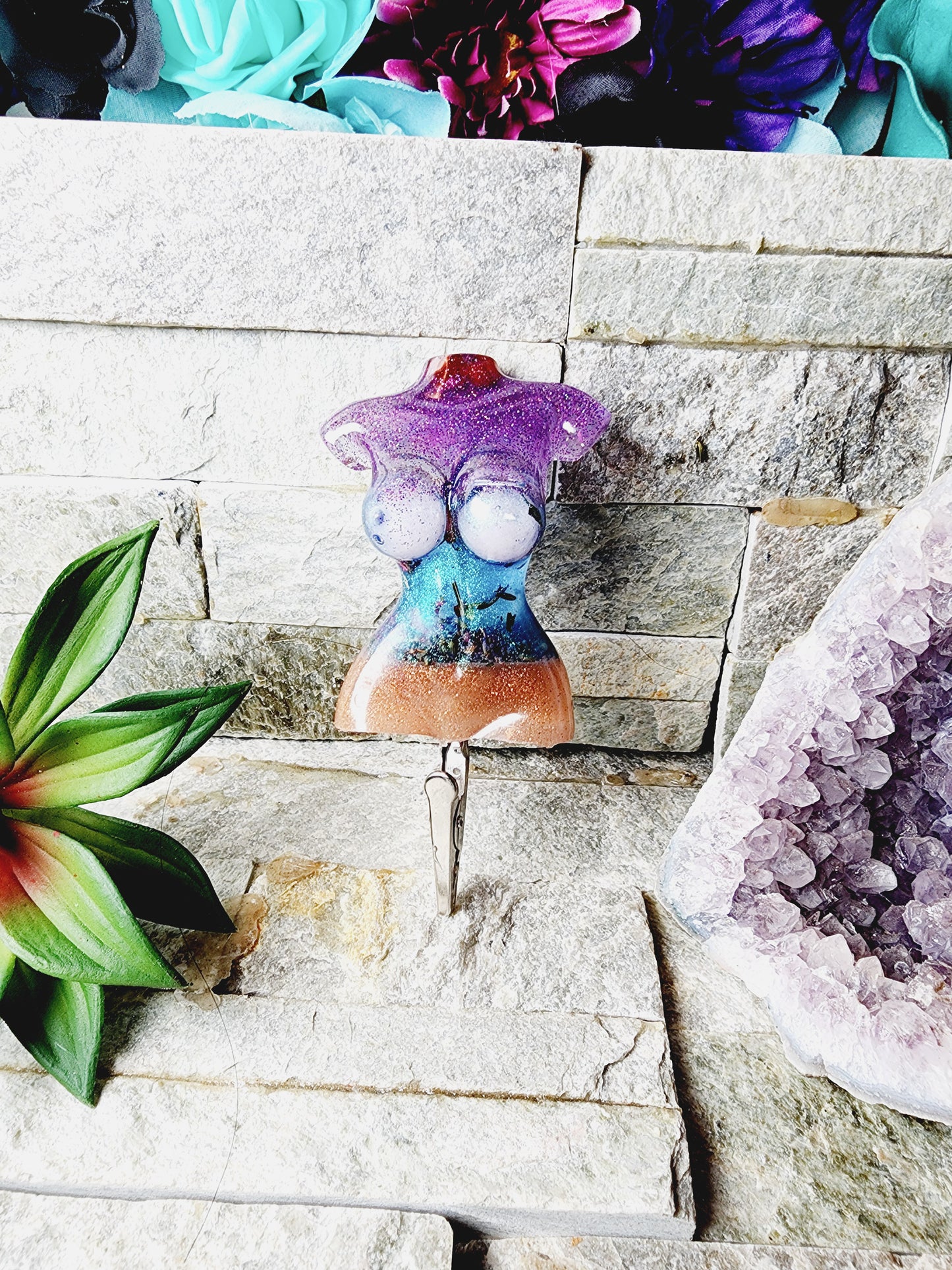 Ombre Goddess Glow Resin Nail Saver & Card Holder Clip