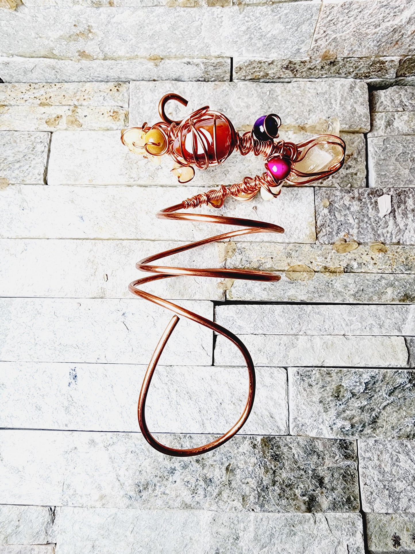 Sovereign: Wire-Wrapped Crystal Bracelet Infused with Carnelian, Citrine, and Tiger's Eye