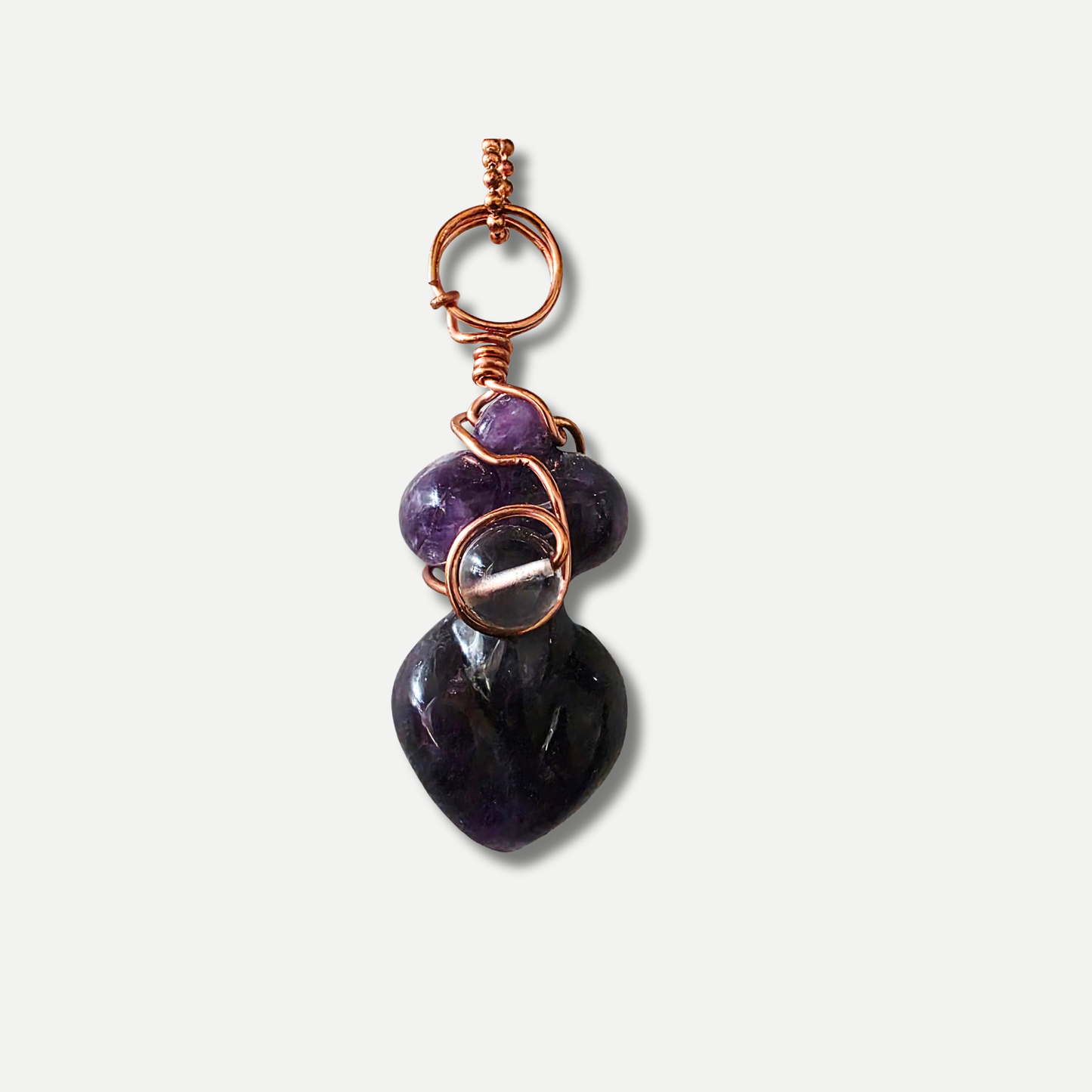 Amethyst gemstone pendant necklace for calm clarity and alignment