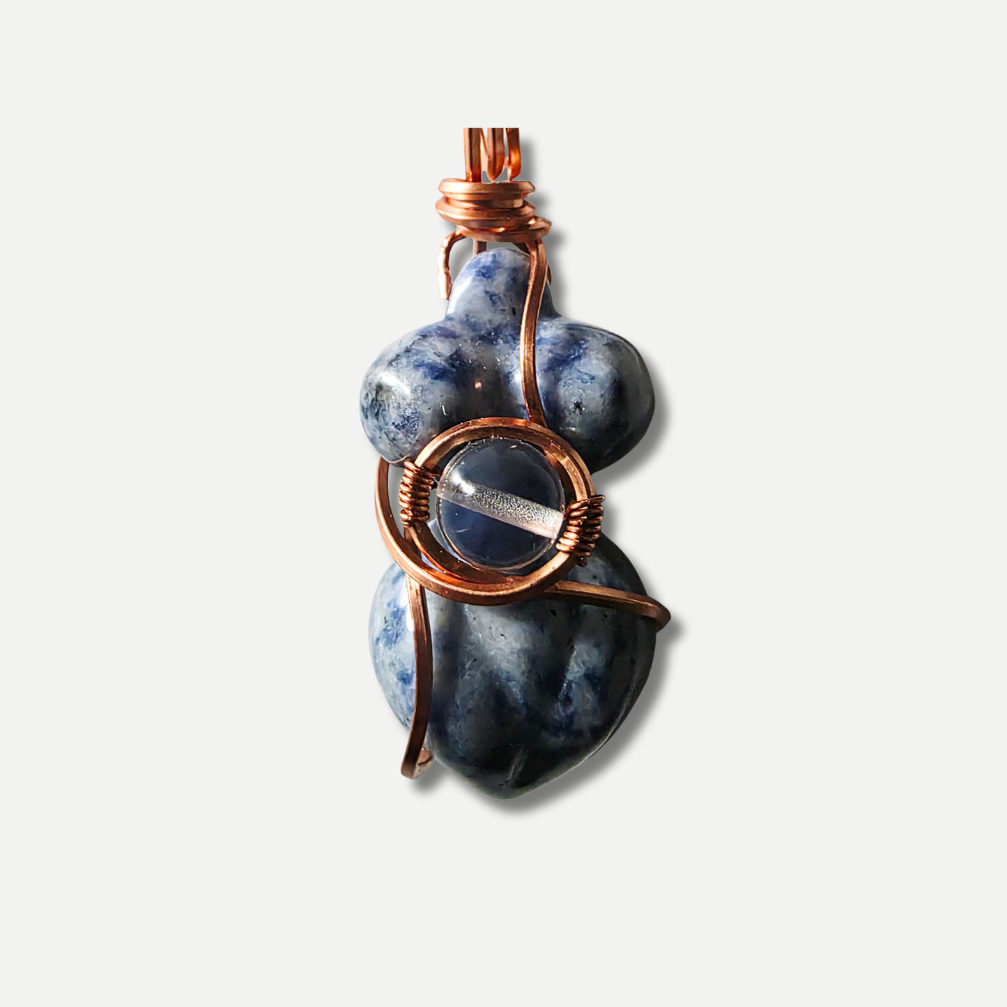 Artisan blue spot jasper pendant necklace handcrafted by JvOR