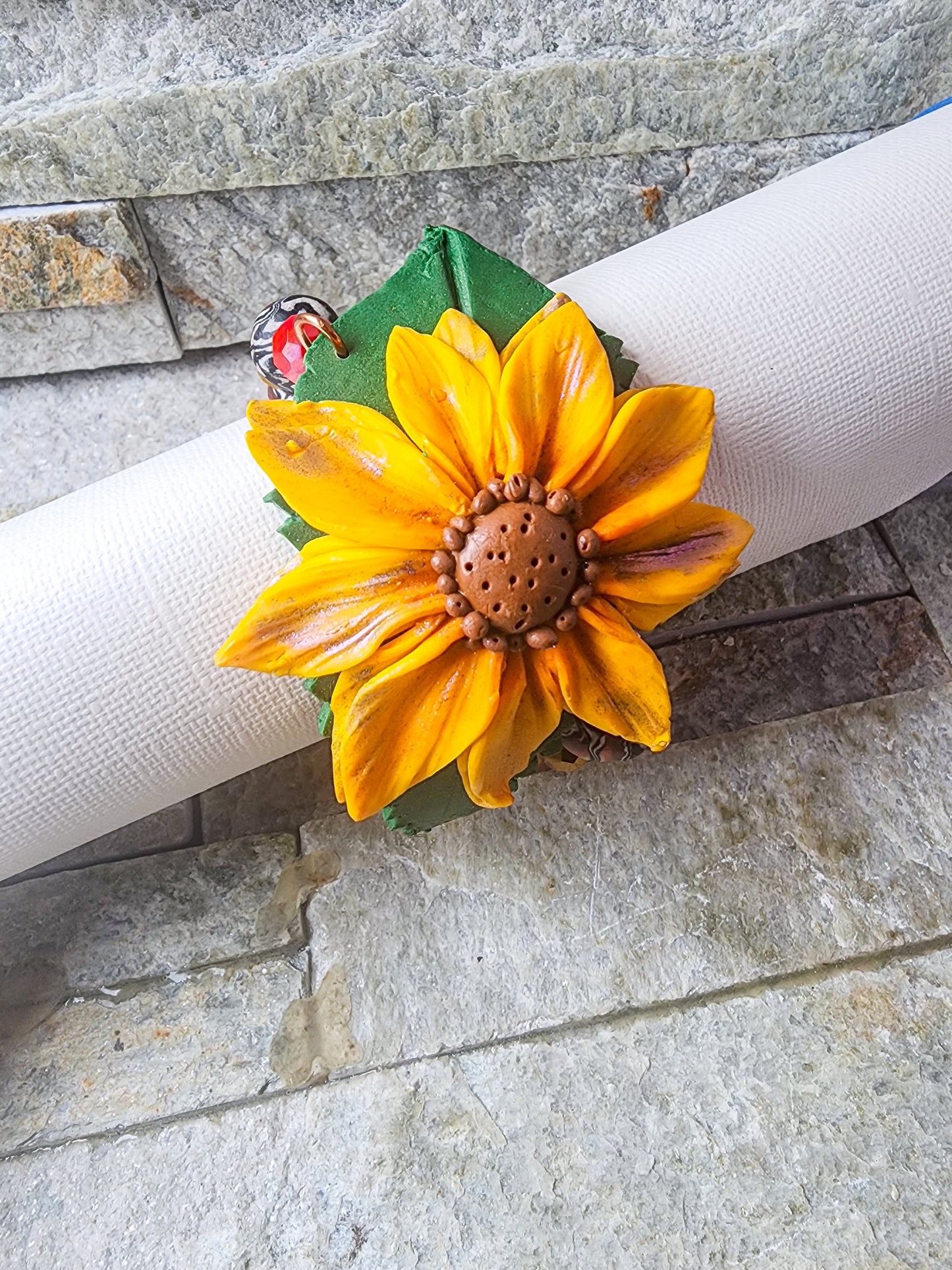 Sunflower Radiance: Handcrafted Polymer Clay Bracelet