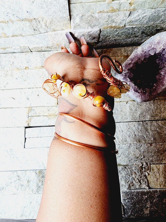 Sovereign: Wire-Wrapped Crystal Bracelet Infused with Carnelian, Citrine, and Tiger's Eye