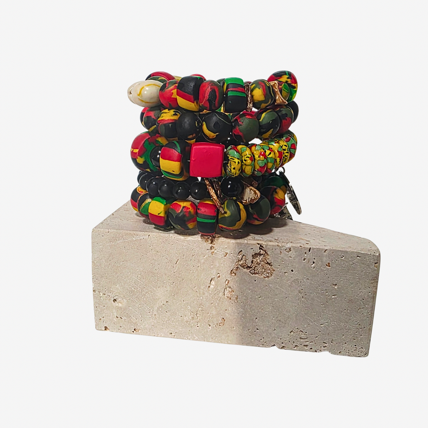 JvOR peridot-themed statement bracelet with mixed gemstones and chains