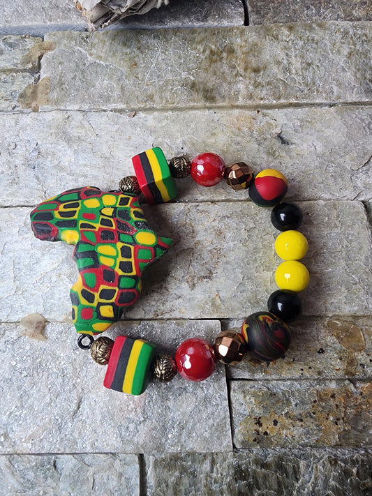 Bracelets made with polymer clay and jade gemstones