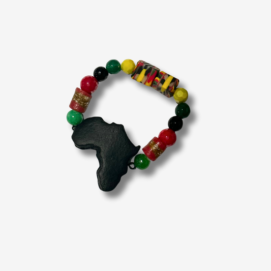 Handcrafted bracelet blending authentic crystals and polymer clay beads, designed for powerful energy and bold style.