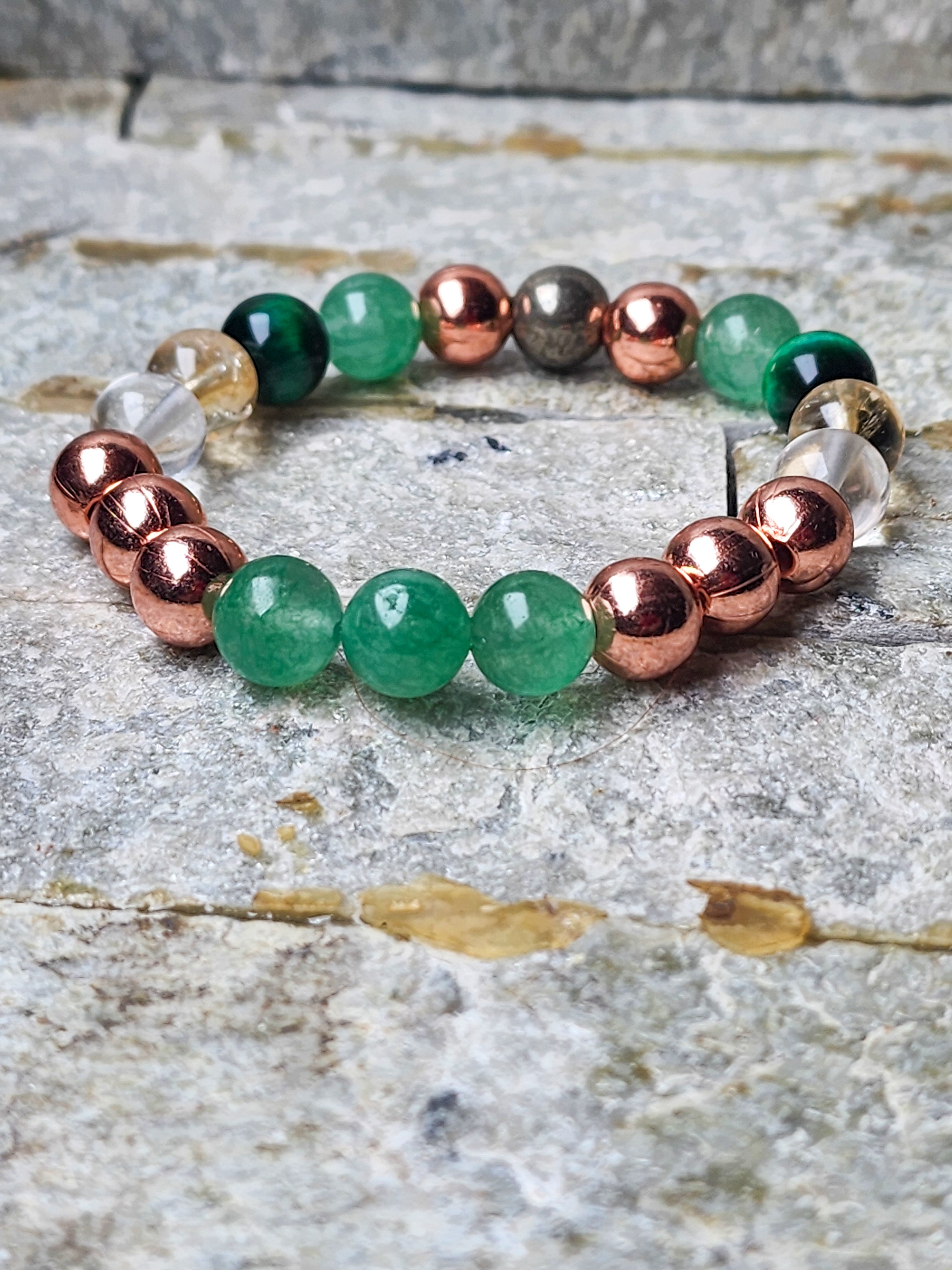 Copper and crystal wealth bracelet for fearless manifestors