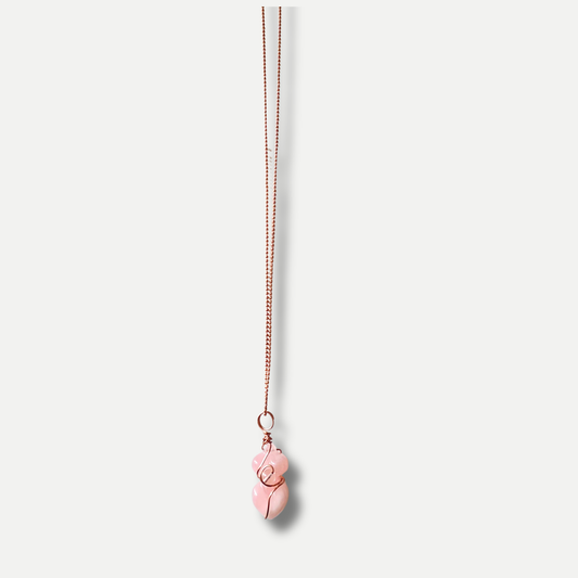 Rose quartz pendant necklace with soft pink natural crystal – JvOR