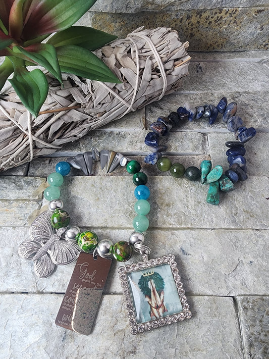 SWIPE RIGHT TURQUOISE & SILVER CLAY BRACELET STACK -FLIRTY, FRESH, AND ENERGETICALLY MAGNETIC DESIGN.
